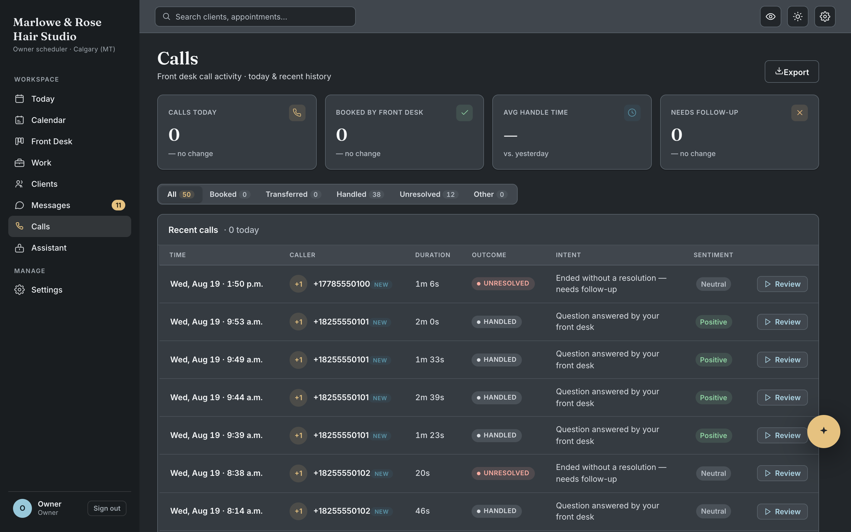 Every call on the record.